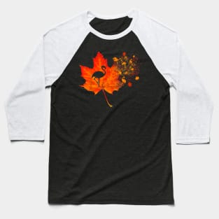 Cute Flamingo Thanksgiving Fall Leaves Costume Autumn Baseball T-Shirt